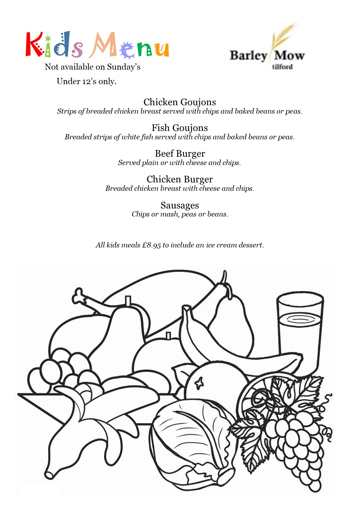 Menu | Barley Mow Tilford